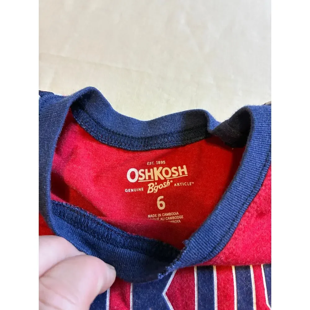 OshKosh B'gosh Boys Size 6 Red Graphic Logo T Shirt Since 1895 Short Sleeve